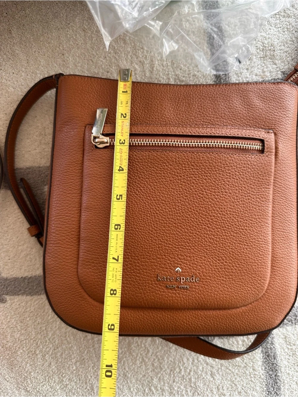 kate spade Pebbled Leather Crossbody — Cognac Brown
